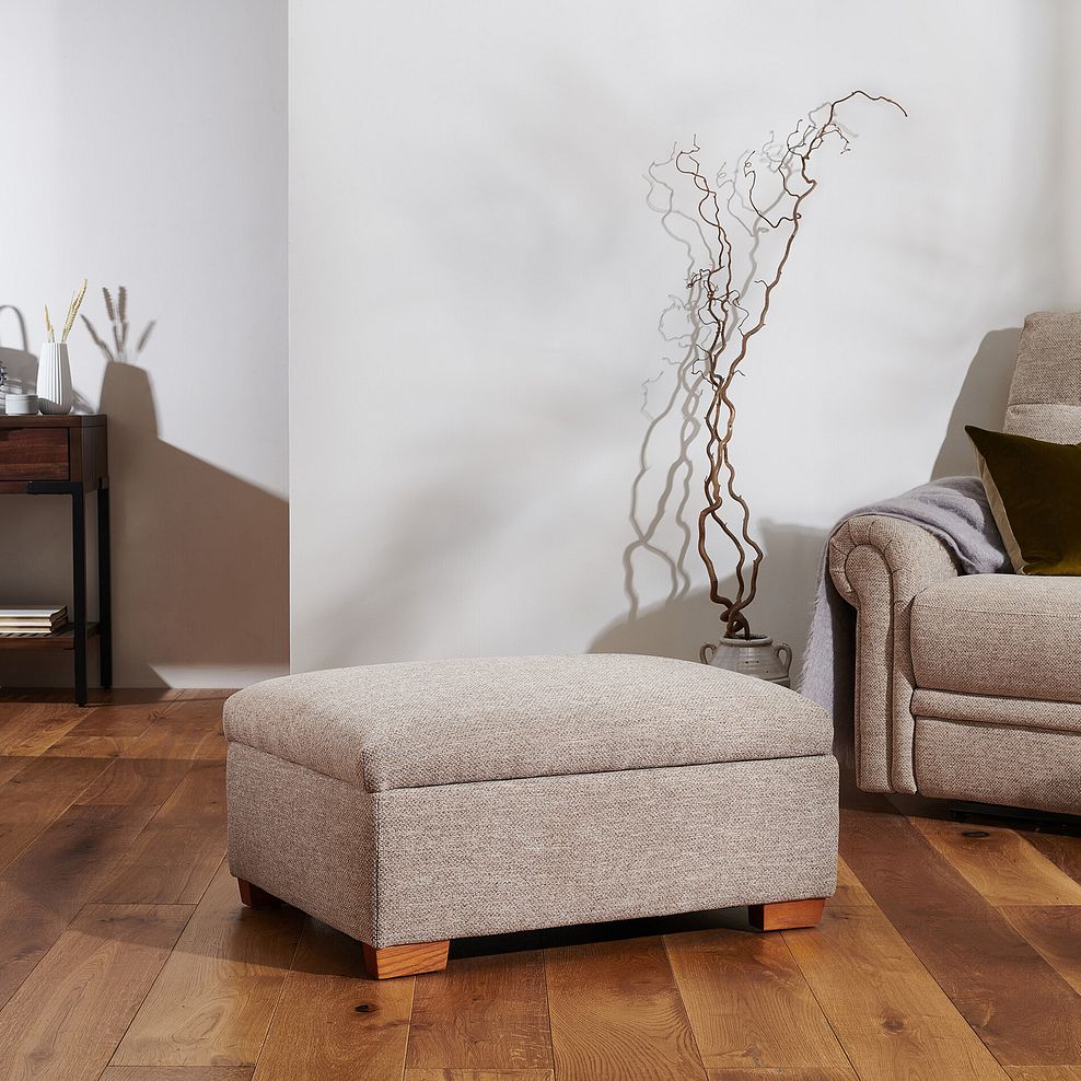Eastbourne Storage Footstool in Jetta Beige Fabric 2