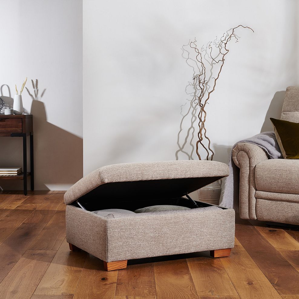 Eastbourne Storage Footstool in Jetta Beige Fabric 1