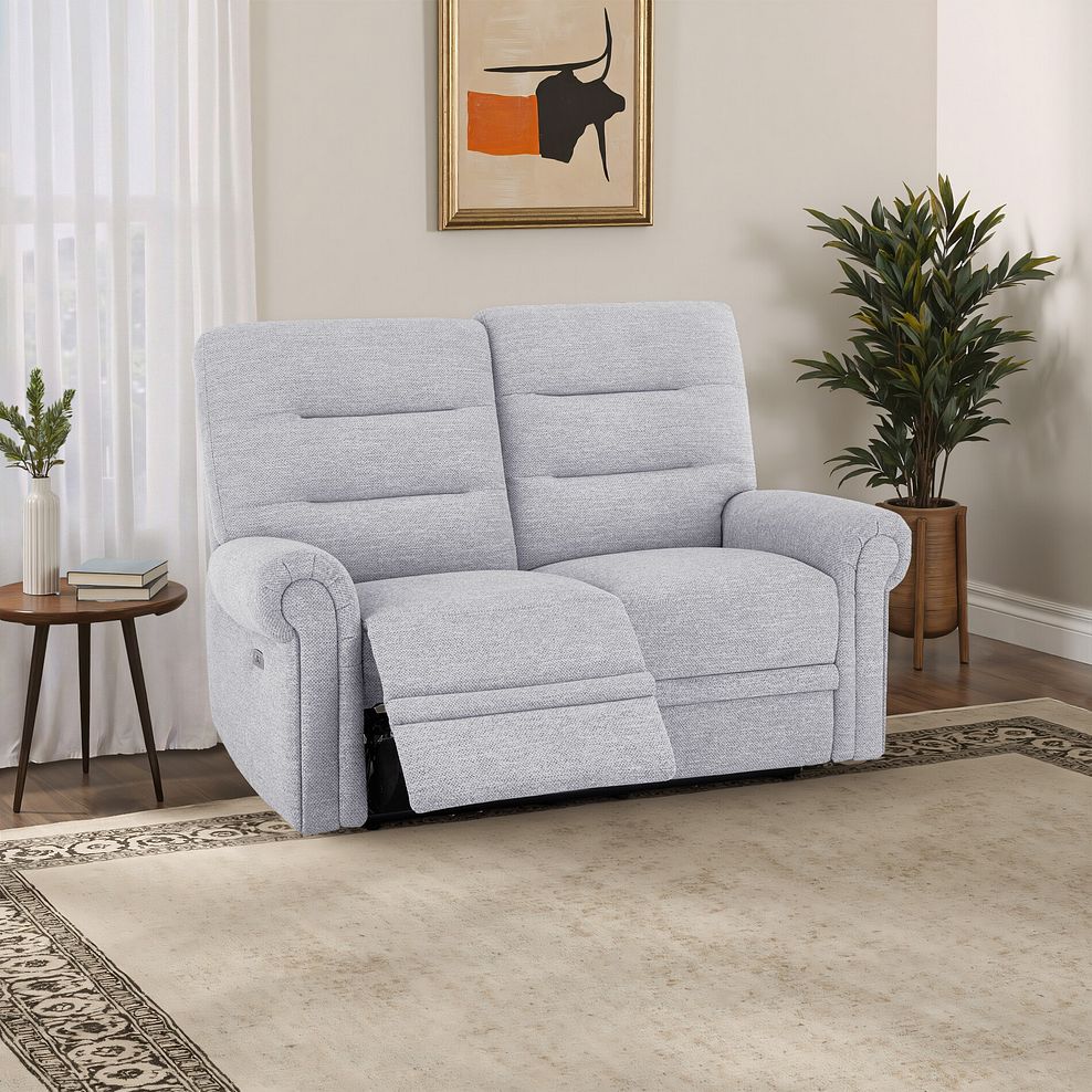 Eastbourne Recliner 2 Seater with USB in Keswick Dove Fabric 1