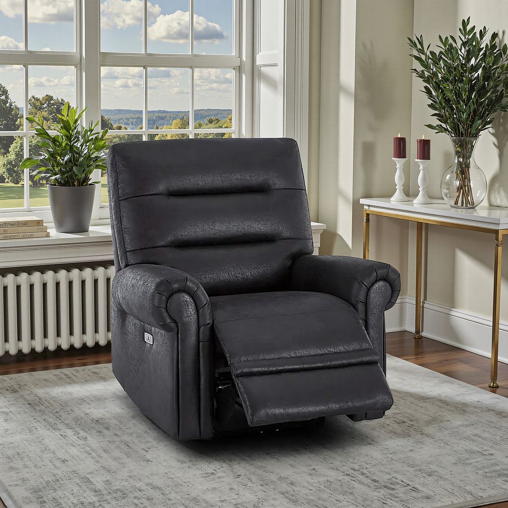 Eastbourne Recliner Armchair with USB in Miller Grey Fabric 1