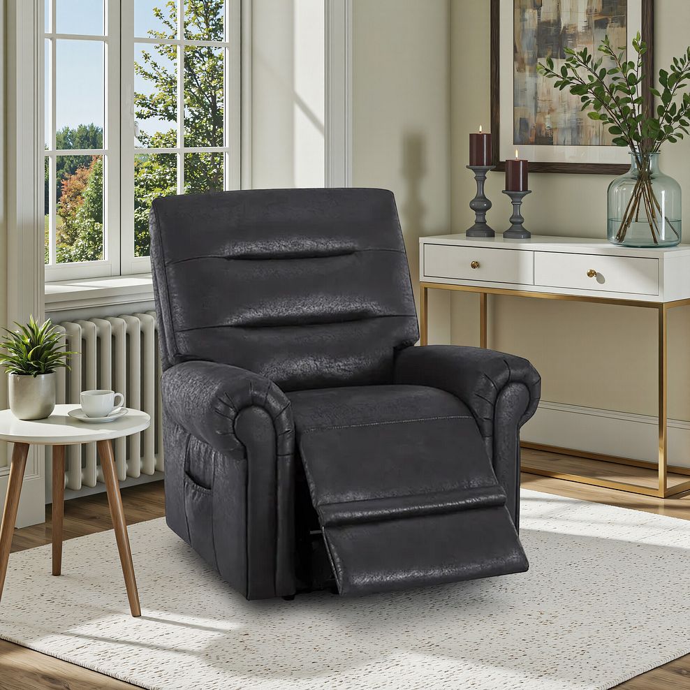 Eastbourne Riser Recliner Armchair in Miller Grey Fabric 1
