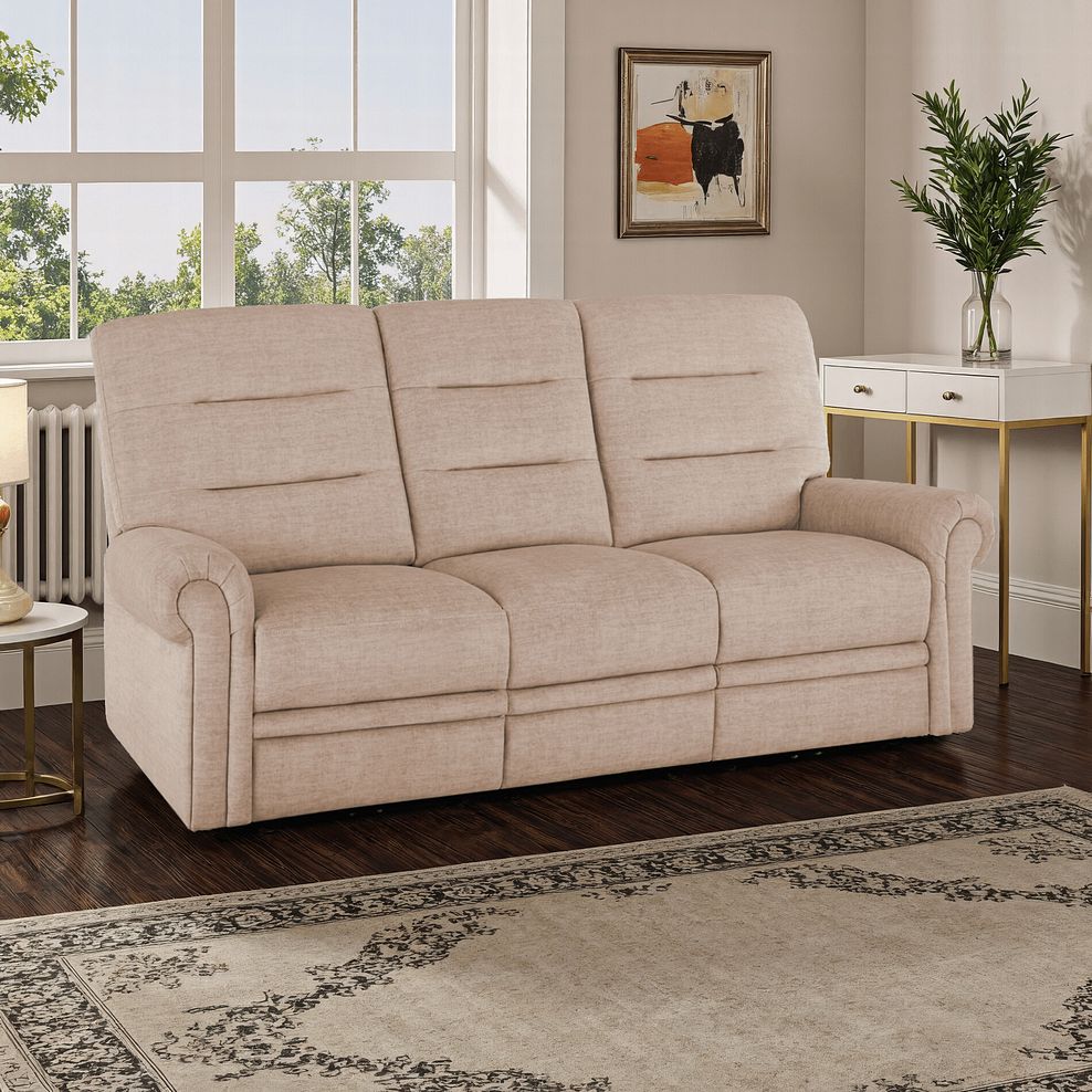 Eastbourne 3 Seater Sofa in Plush Beige Fabric 1