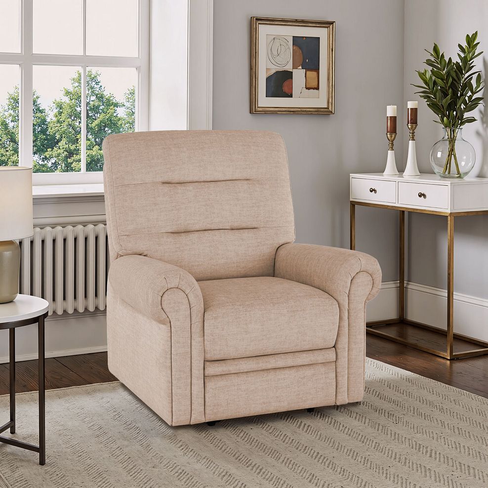 Eastbourne Armchair in Plush Beige Fabric 1