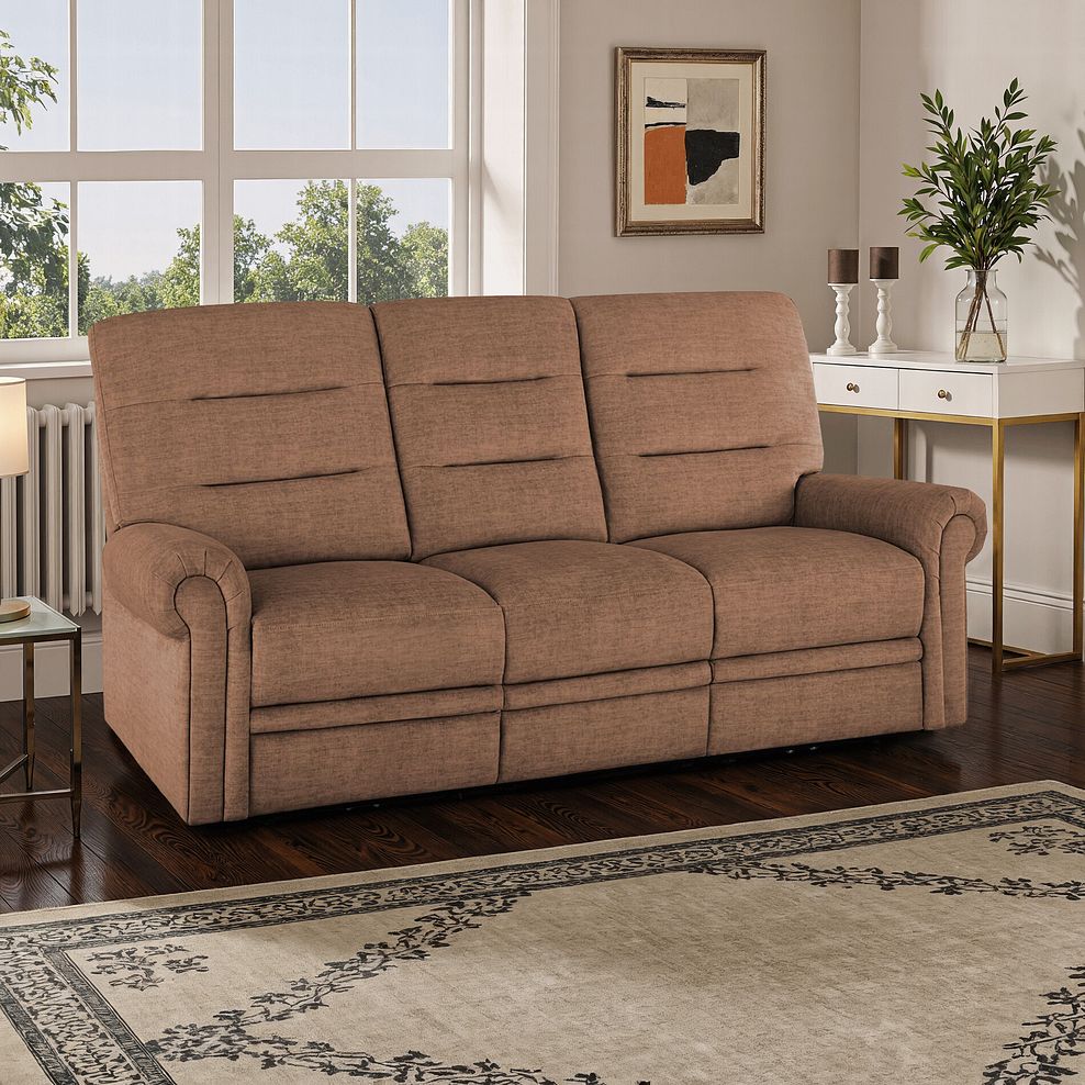 Eastbourne 3 Seater Sofa in Plush Brown Fabric 1