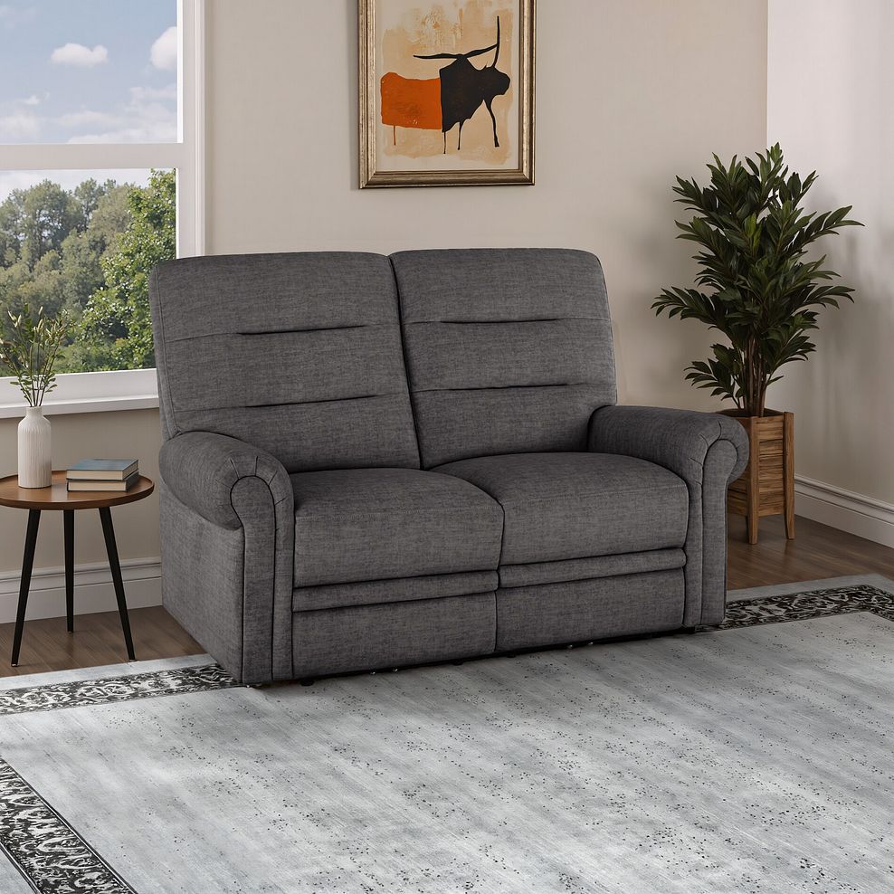 Eastbourne 2 Seater Sofa in Plush Charcoal Fabric 1