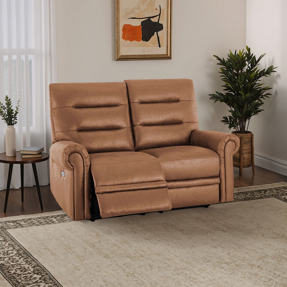 Eastbourne Recliner 2 Seater with USB - Ranch Brown Fabric 1