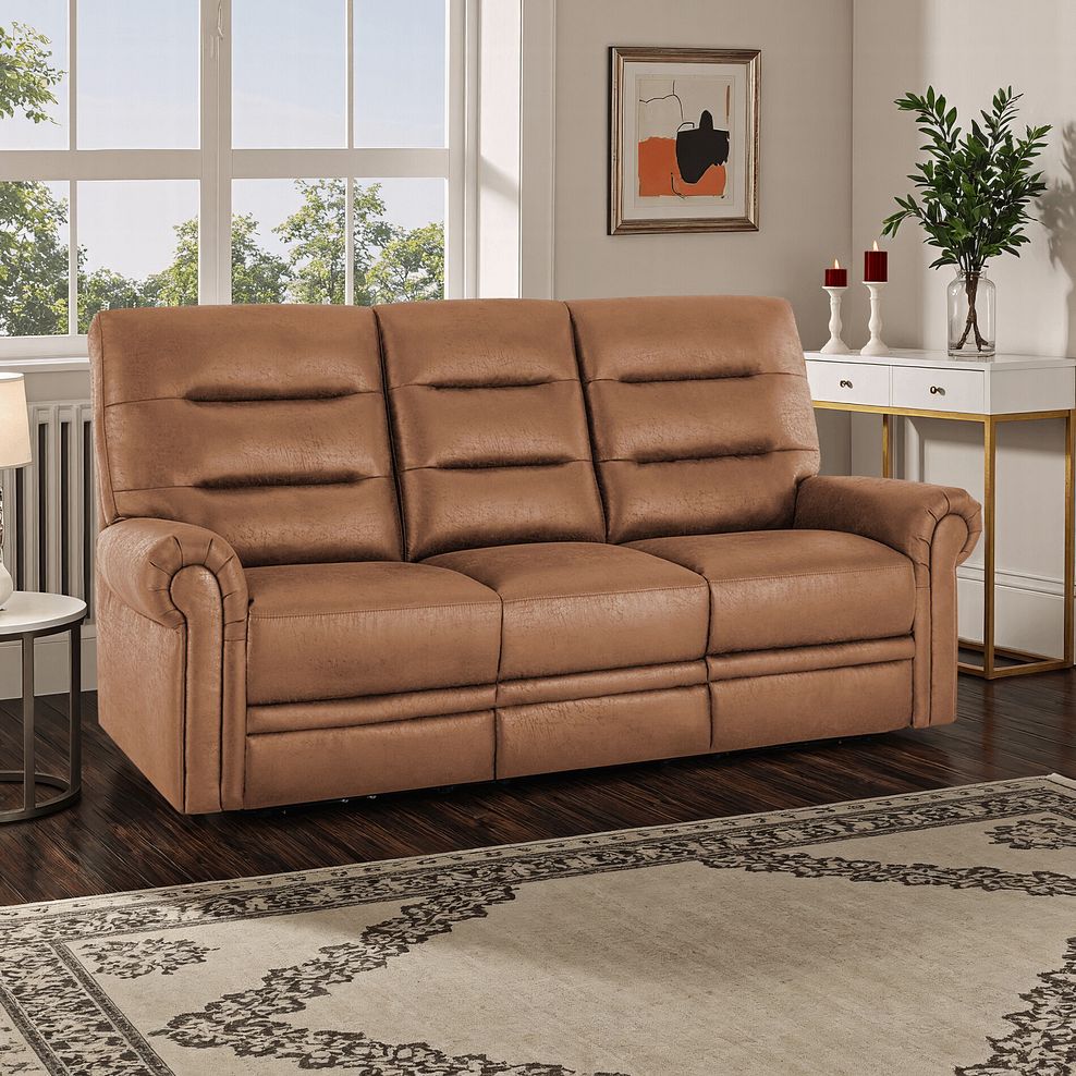 Eastbourne 3 Seater Sofa in Ranch Brown Fabric 1