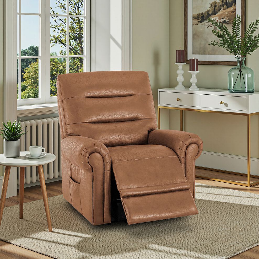 Eastbourne Riser Recliner Armchair - Ranch Brown Fabric 1