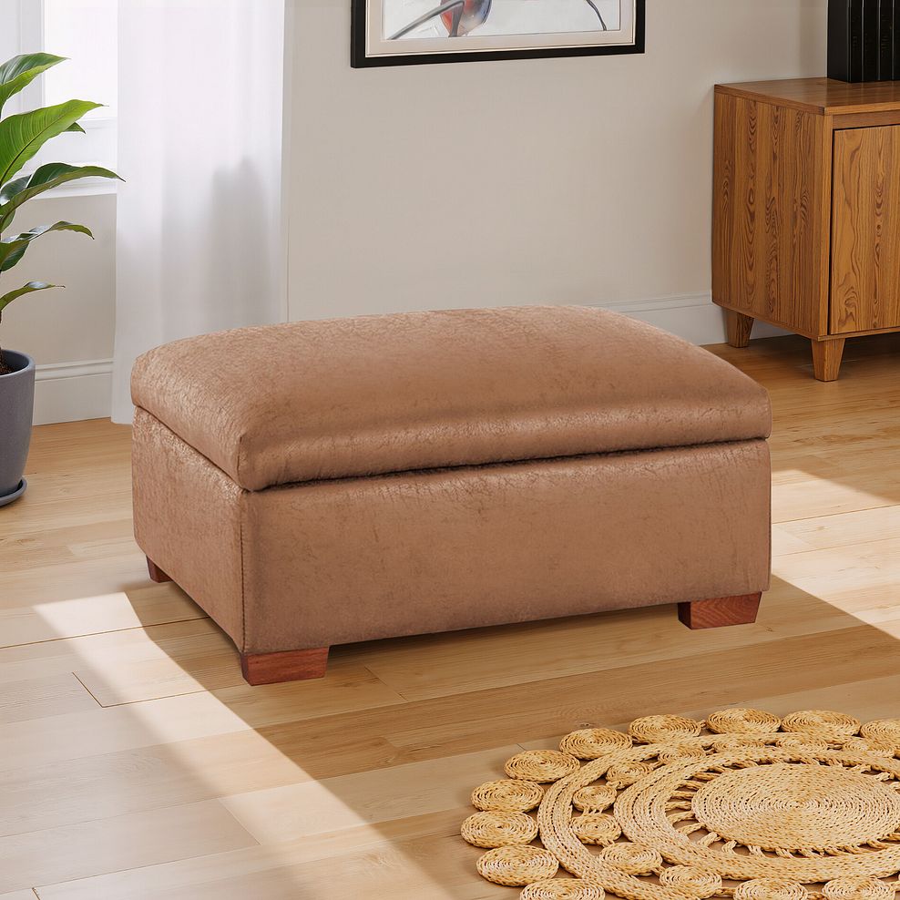 Eastbourne Storage Footstool in Ranch Brown Fabric 1