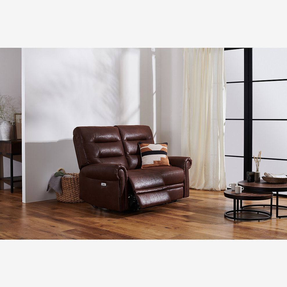 Eastbourne Recliner 2 Seater with USB - Ranch Dark Brown Fabric 1