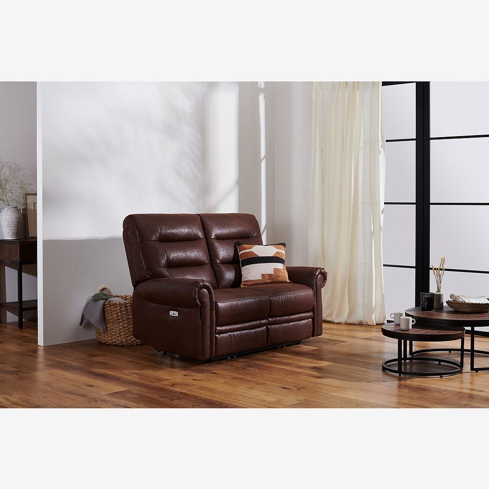 Eastbourne Recliner 2 Seater with USB - Ranch Dark Brown Fabric 2