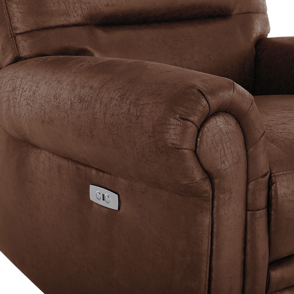 Eastbourne Recliner Armchair with USB - Ranch Dark Brown Fabric 14