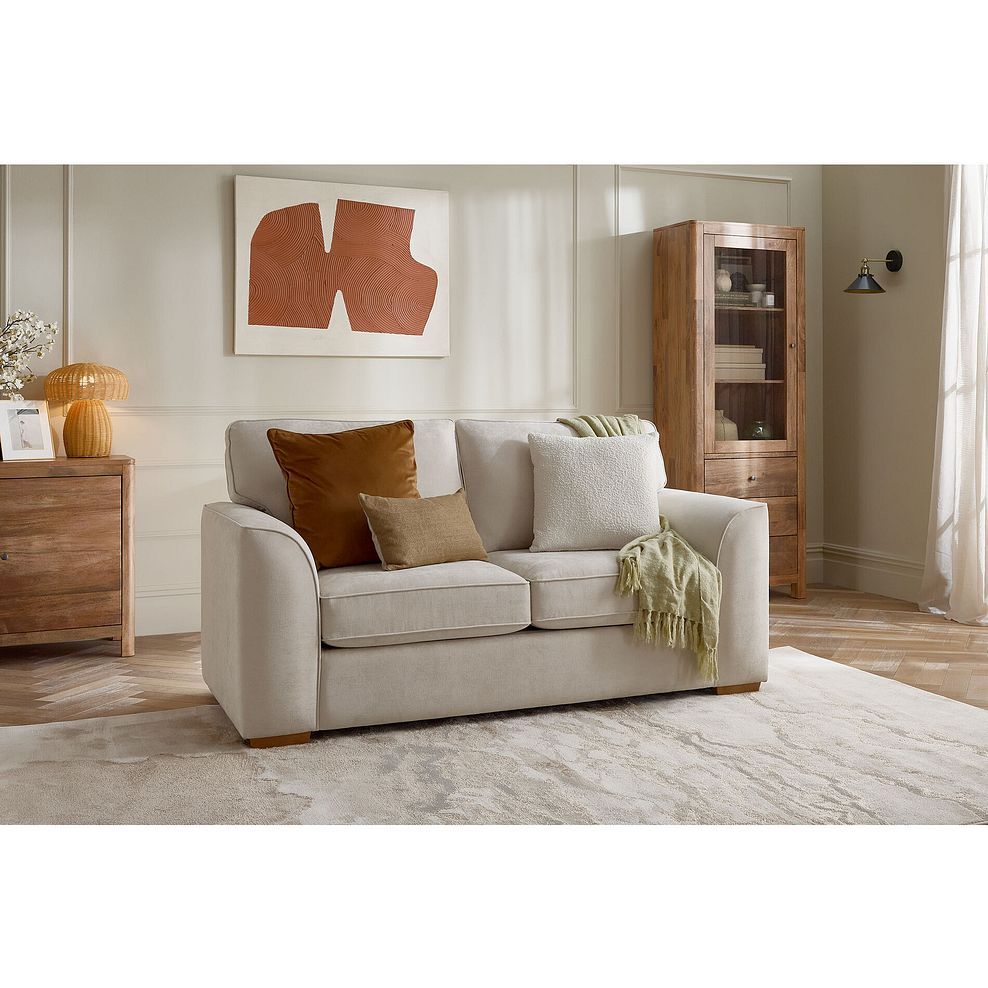 Eastley 2 Seater Sofa Bed in Limoge Beige Fabric with Beige Scatters 1
