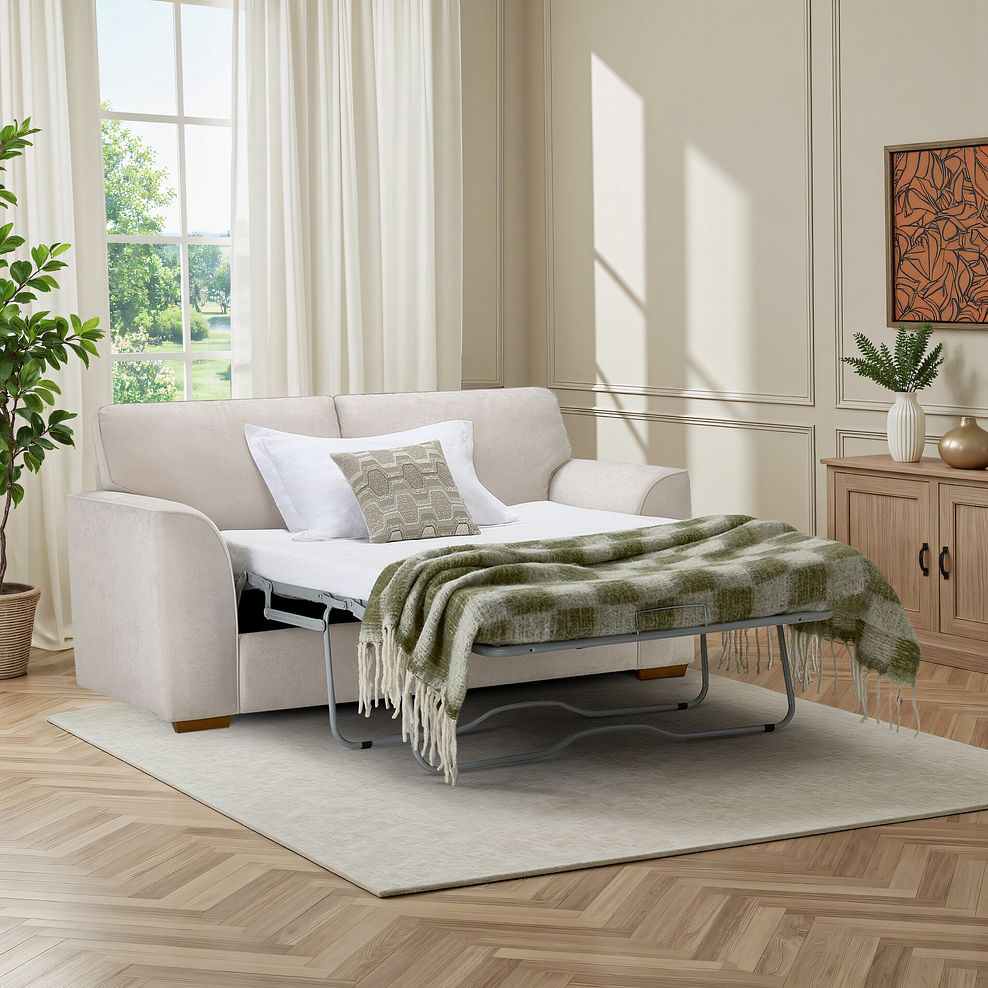 Eastley 2 Seater Sofa Bed in Limoge Beige Fabric with Beige Scatters 20