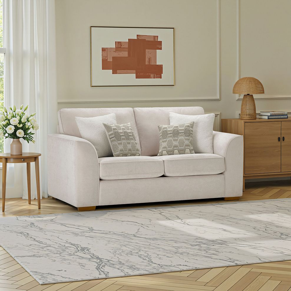 Eastley 2 Seater Sofa in Limoge Beige Fabric with Beige Scatters 18