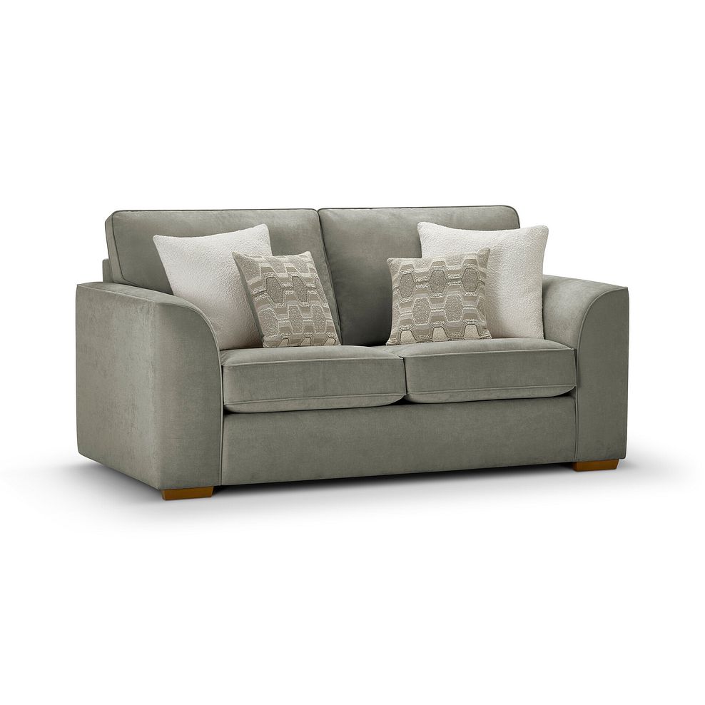Eastley 2 Seater Sofa in Limoge Green Fabric with Beige Scatters 1