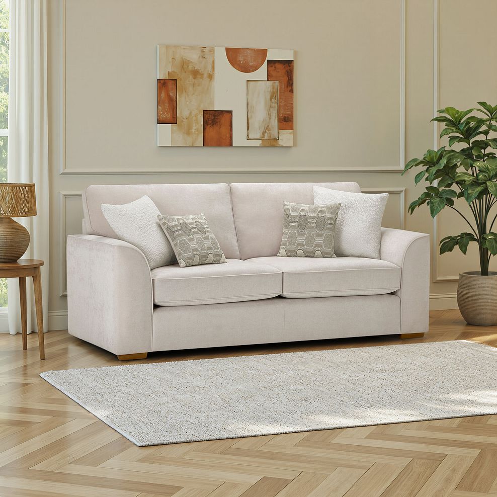 Eastley 3 Seater Sofa in Limoge Beige Fabric with Beige Scatters 16