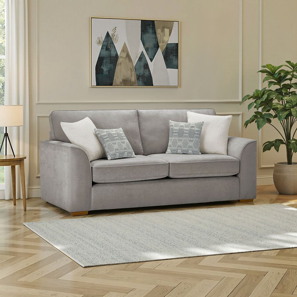 Eastley 3 Seater Sofa in Limoge Fog Fabric with Silver Scatters 1