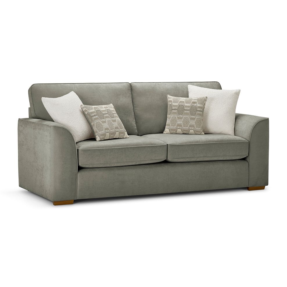 Eastley 3 Seater Sofa in Limoge Green Fabric with Beige Scatters 1