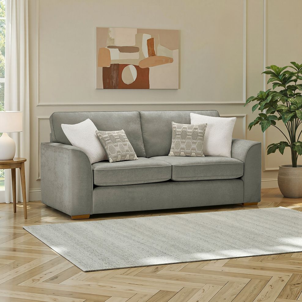 Eastley 3 Seater Sofa in Limoge Green Fabric with Beige Scatters 1