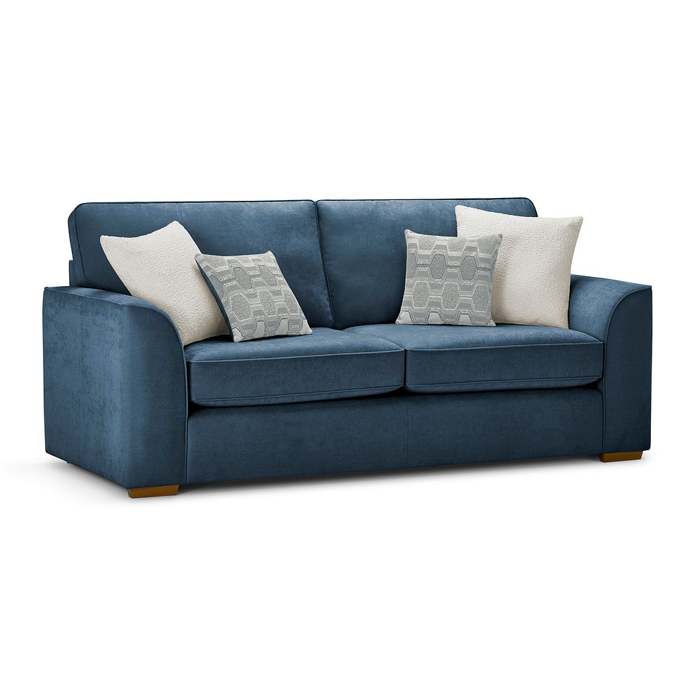 Eastley 3 Seater Sofa in Limoge Prussian Blue Fabric with Silver Scatters 1