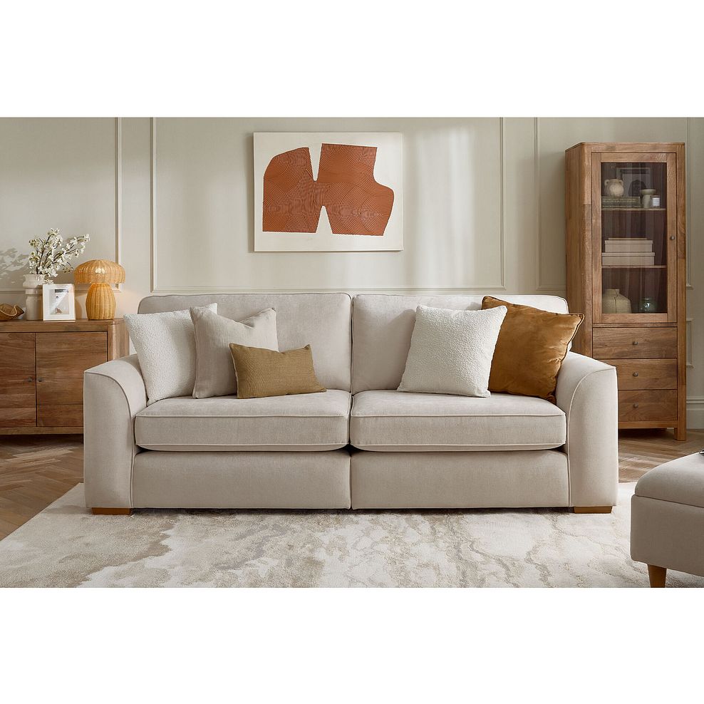 Eastley 4 Seater Sofa in Limoge Beige Fabric with Beige Scatters 2