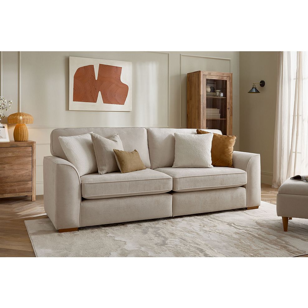 Eastley 4 Seater Sofa in Limoge Beige Fabric with Beige Scatters 1
