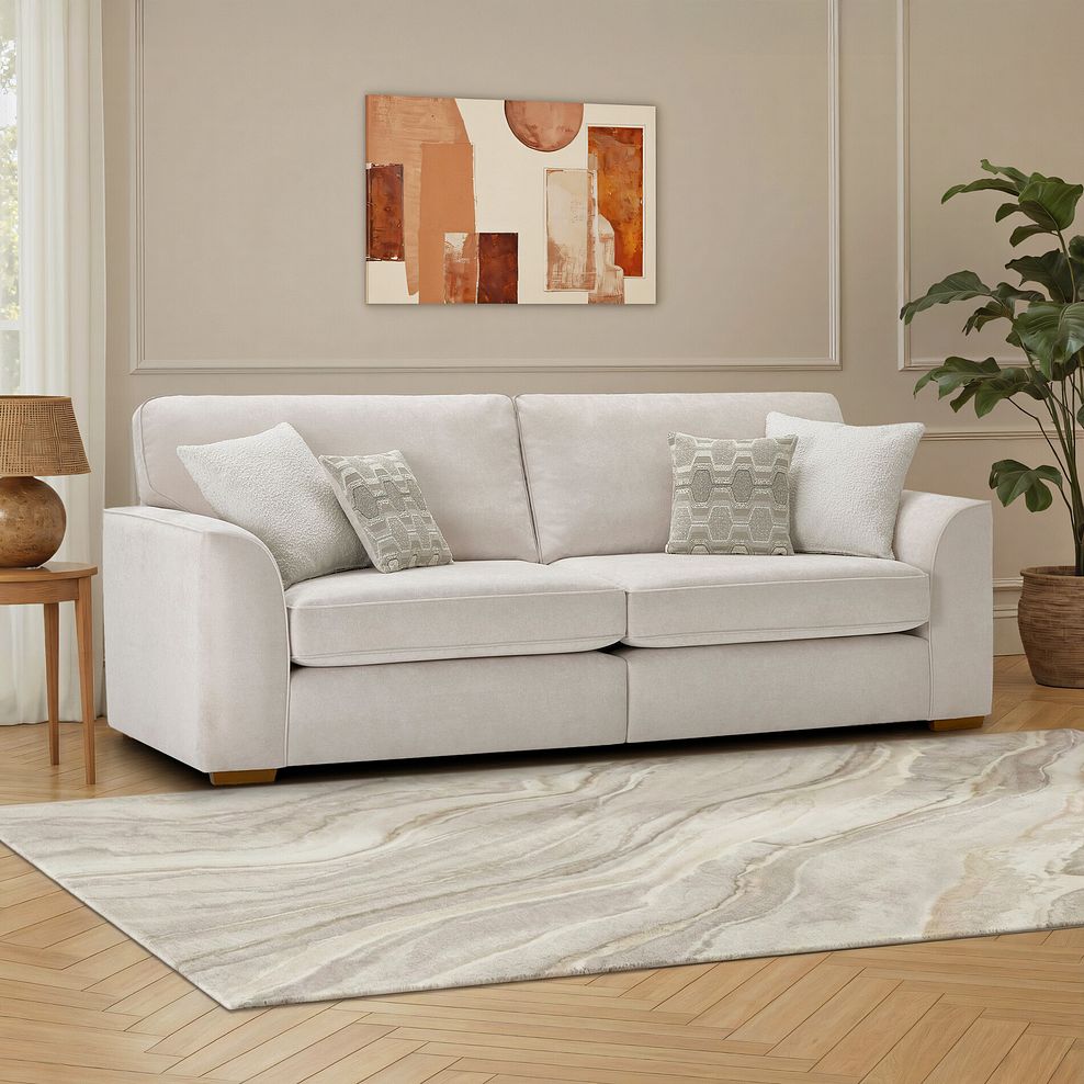 Eastley 4 Seater Sofa in Limoge Beige Fabric with Beige Scatters 16