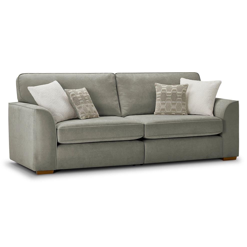 Eastley 4 Seater Sofa in Limoge Green Fabric with Beige Scatters 1
