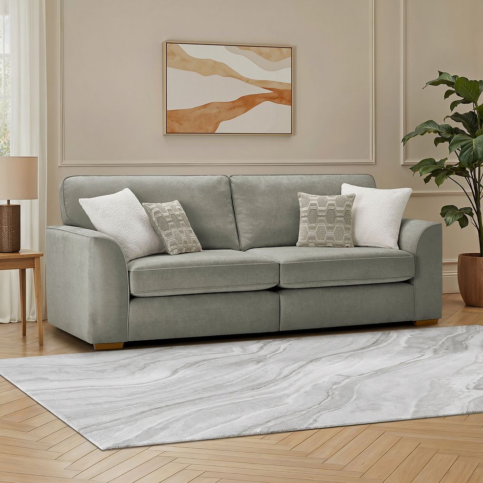 Eastley 4 Seater Sofa in Limoge Green Fabric with Beige Scatters 1