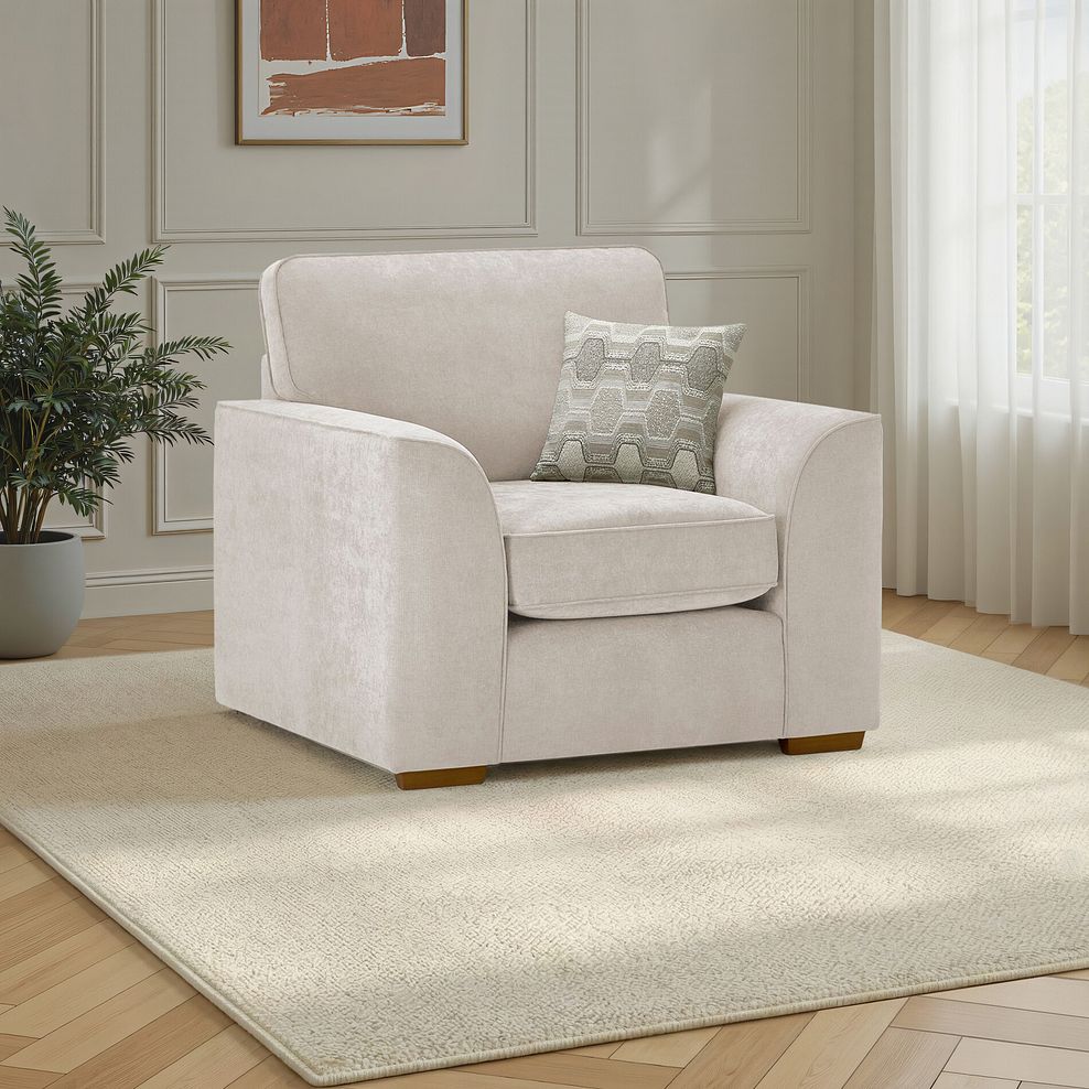 Eastley Armchair in Limoge Beige Fabric with Beige Scatters 1
