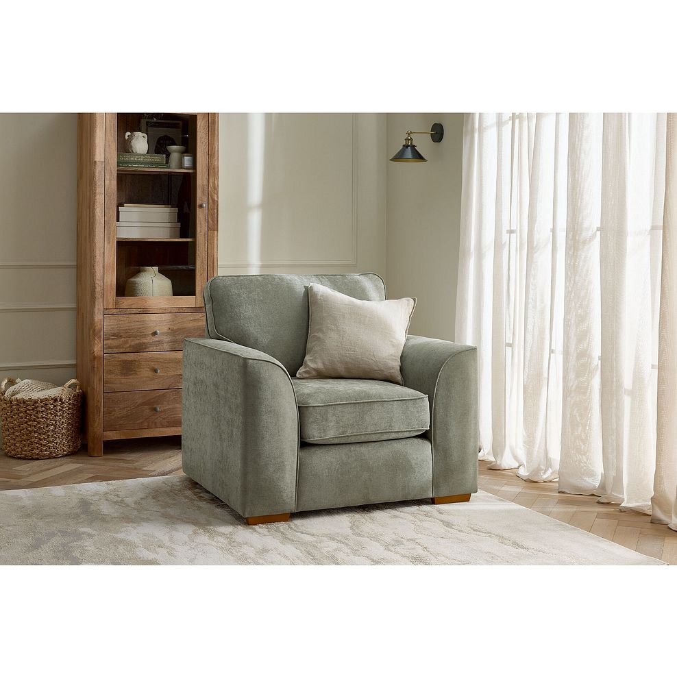Eastley Armchair in Limoge Green Fabric with Beige Scatters 1