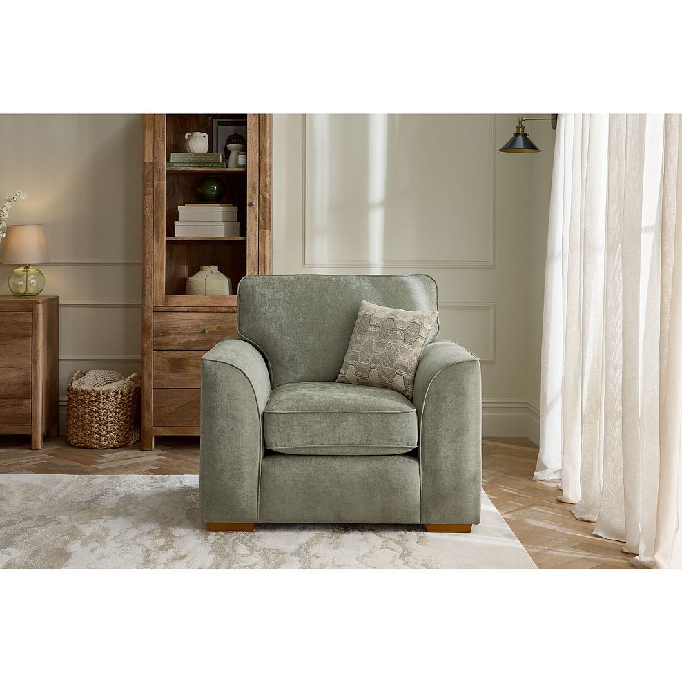Eastley Armchair in Limoge Green Fabric with Beige Scatters 2