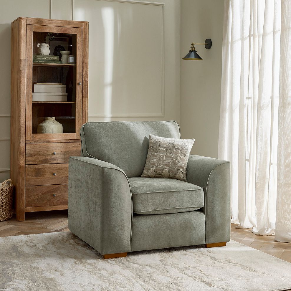Eastley Armchair in Limoge Green Fabric with Beige Scatters 2