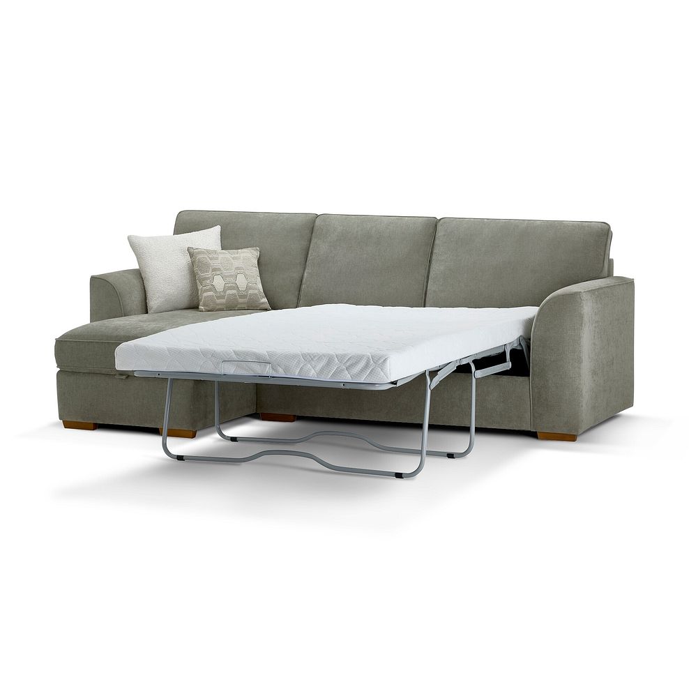 Eastley Left Hand Chaise Sofa Bed with Storage in Limoge Green Fabric with Beige Scatters 6