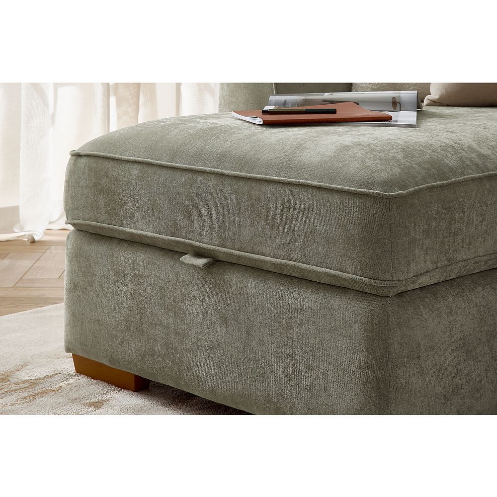Eastley Left Hand Chaise Sofa Bed with Storage in Limoge Green Fabric with Beige Scatters 4