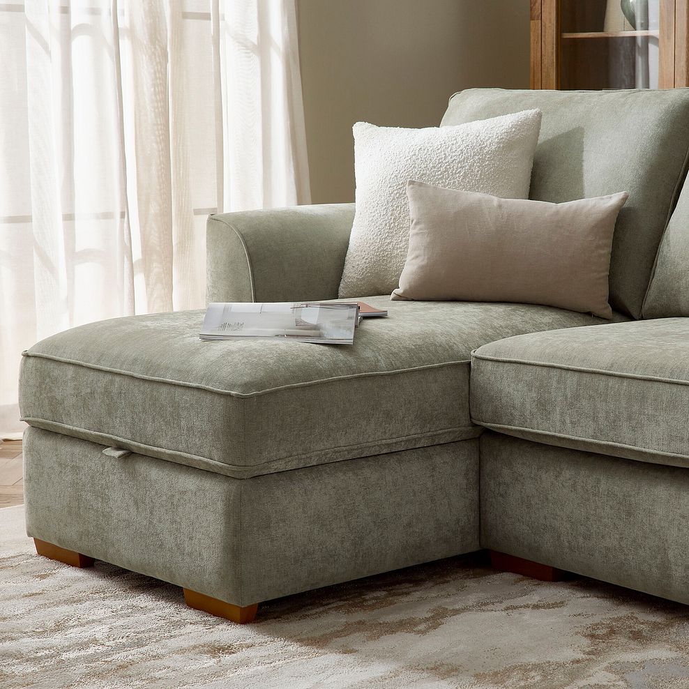 Eastley Left Hand Chaise Sofa Bed with Storage in Limoge Green Fabric with Beige Scatters 6