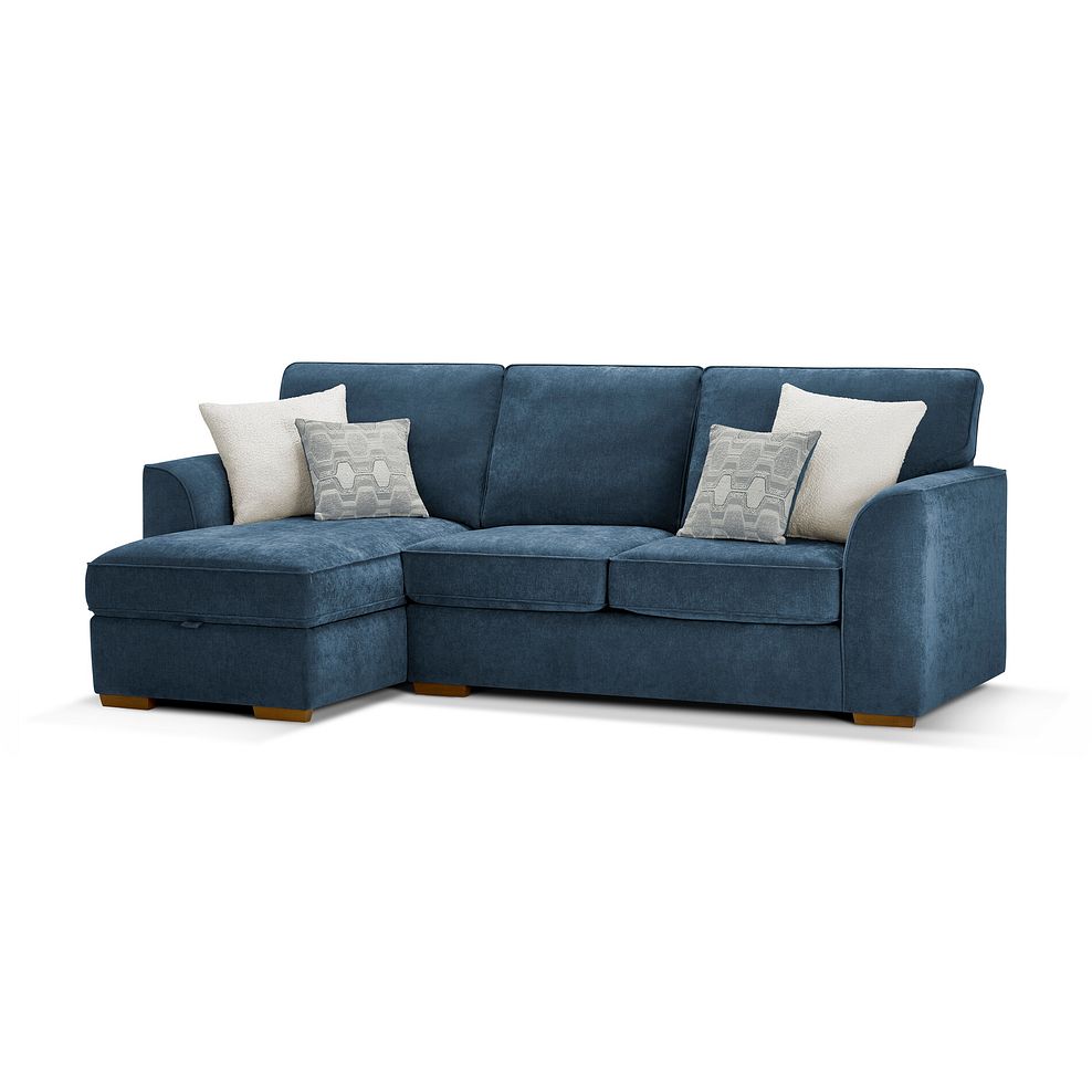 Eastley Left Hand Chaise Sofa Bed with Storage in Limoge Prussian Blue Fabric with Silver Scatters 2