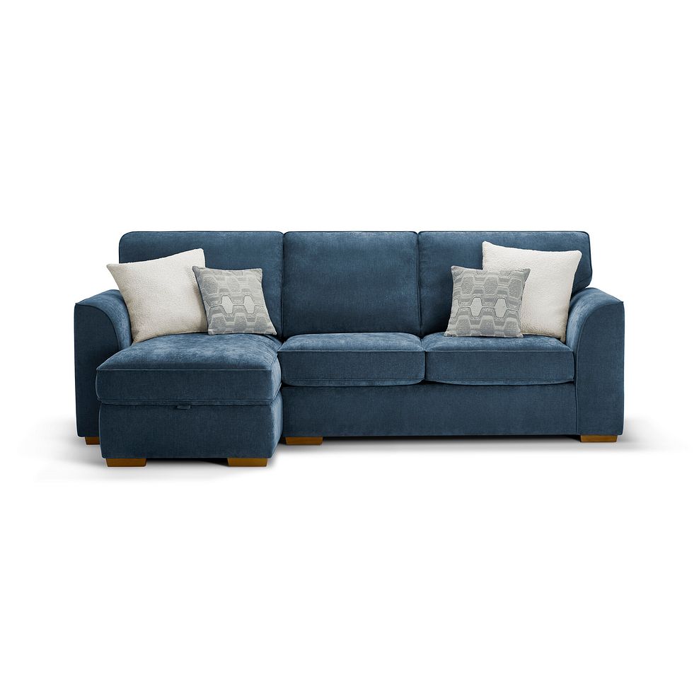 Eastley Left Hand Chaise Sofa Bed with Storage in Limoge Prussian Blue Fabric with Silver Scatters 4
