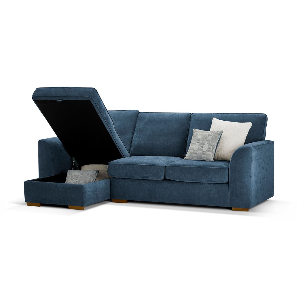 Eastley Left Hand Chaise Sofa Bed with Storage in Limoge Prussian Blue Fabric with Silver Scatters 3