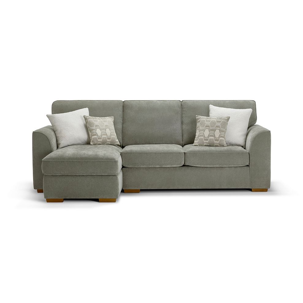 Eastley Left Hand Chaise Sofa in Limoge Green Fabric with Beige Scatters 5