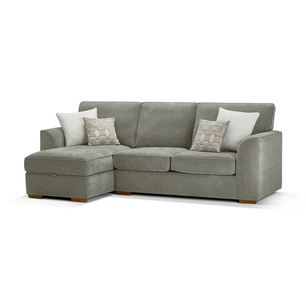 Eastley Left Hand Chaise Sofa with Storage in Limoge Green Fabric with Beige Scatters 3