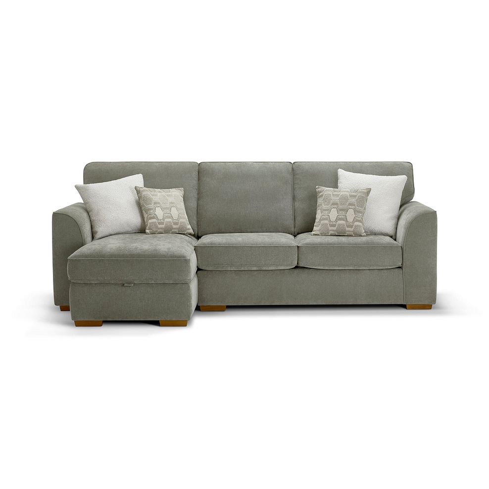 Eastley Left Hand Chaise Sofa with Storage in Limoge Green Fabric with Beige Scatters 5