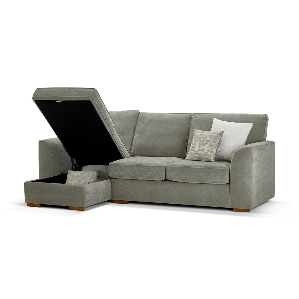 Eastley Left Hand Chaise Sofa with Storage in Limoge Green Fabric with Beige Scatters 4
