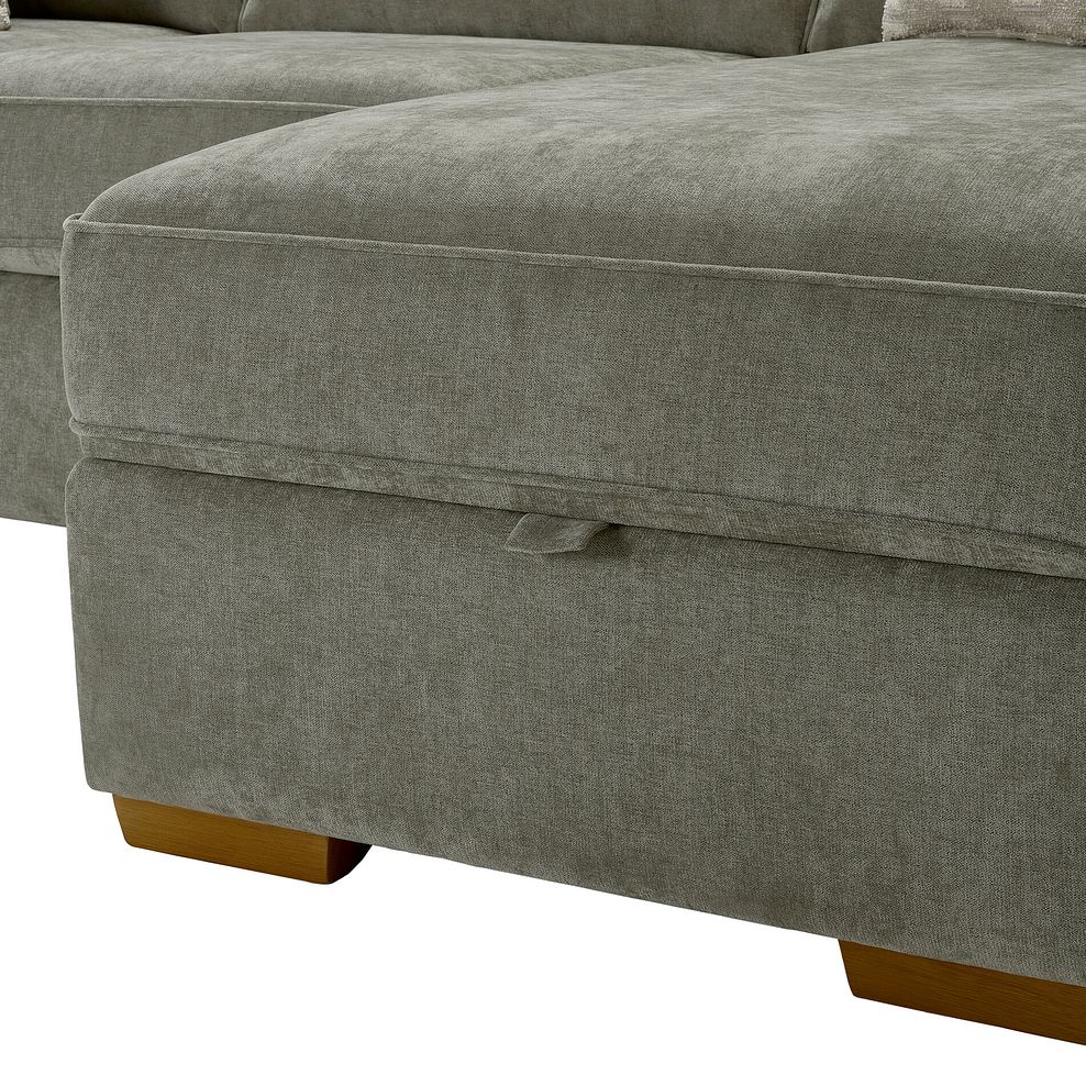 Eastley Left Hand Chaise Sofa with Storage in Limoge Green Fabric with Beige Scatters 8