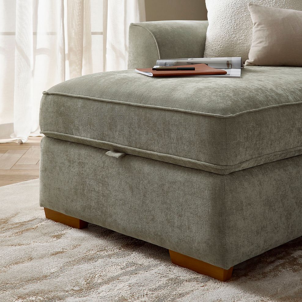 Eastley Left Hand Chaise Sofa with Storage in Limoge Green Fabric with Beige Scatters 6