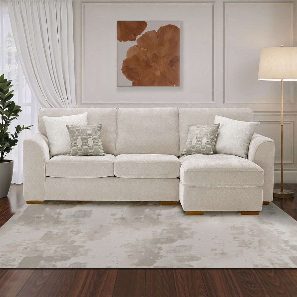 Eastley Right Hand Chaise Sofa in Limoge Beige Fabric with Beige Scatters 1