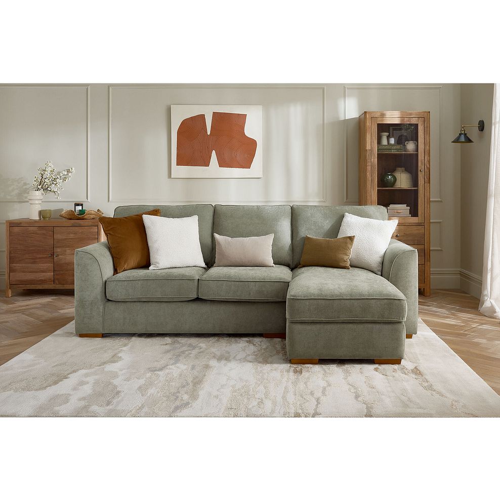 Eastley Right Hand Chaise Sofa in Limoge Green Fabric with Beige Scatters 2