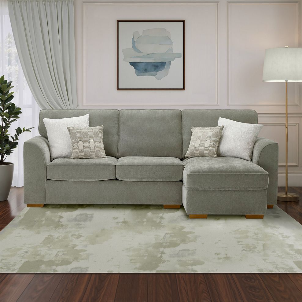 Eastley Right Hand Chaise Sofa in Limoge Green Fabric with Beige Scatters 13