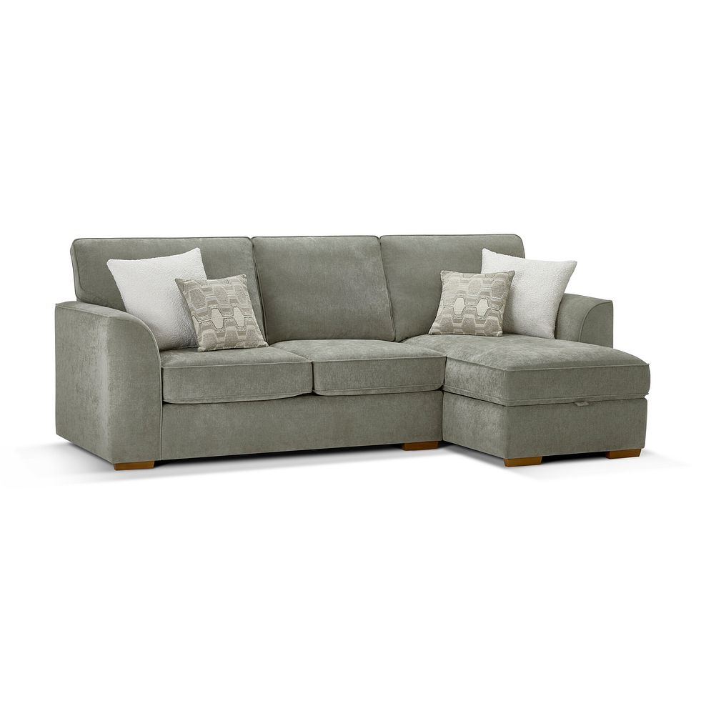 Eastley Right Hand Chaise Sofa with Storage in Limoge Green Fabric with Beige Scatters 3